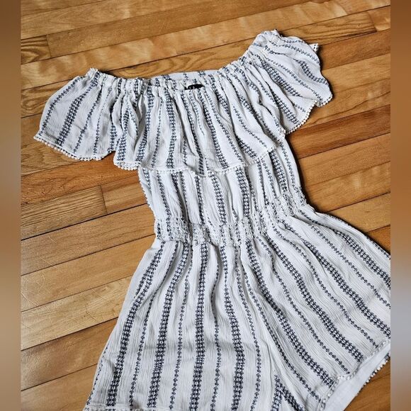 Lulus Striped Off-Shoulder Romper - Picture 3 of 9